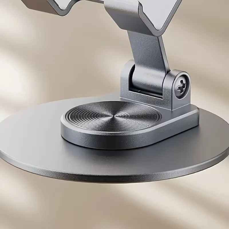360° Rotating Metal Phone Stand – Foldable Height-Adjustable Desktop Holder for Live Streaming & Video Calls (Carbon Black) - Image 3