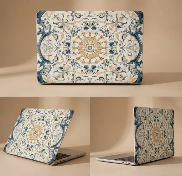 Adhesive Laptop Protective Film Beige Mandala Pattern 3pcs