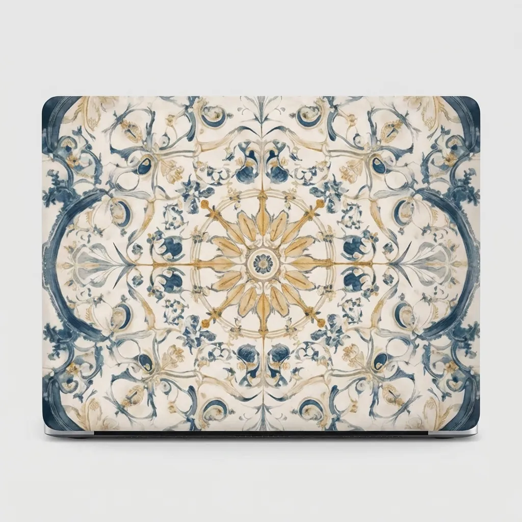 Adhesive Laptop Skin Semi-Matte Floral Design for 12-15 Inch