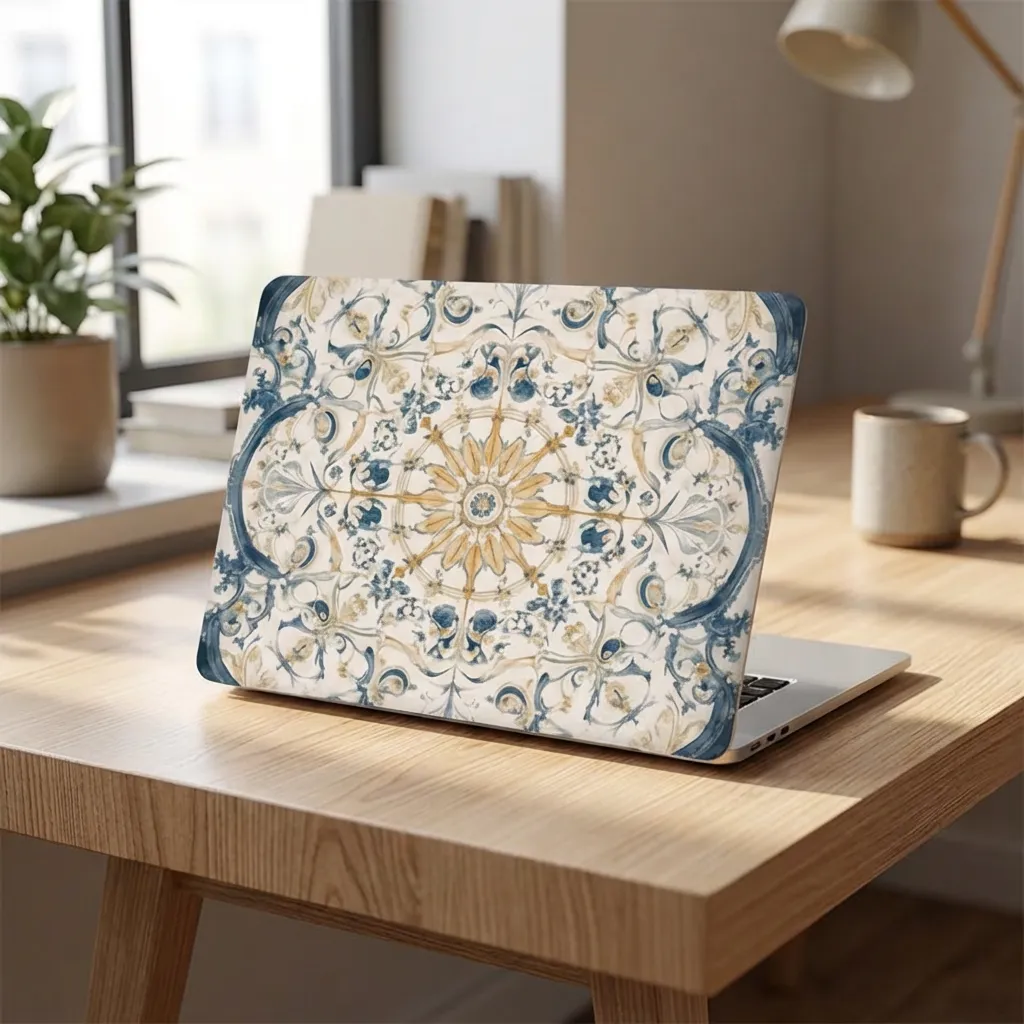 Adhesive Laptop Skin Semi-Matte Floral Design for 12-15 Inch - Image 2