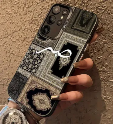 Black Persian Carpet Patchwork Phone Case for Samsung Galaxy S & A Series – Slim Protective Cover