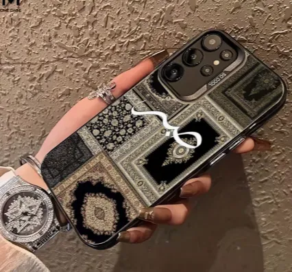 Black Persian Carpet Patchwork Phone Case for Samsung Galaxy S & A Series – Slim Protective Cover - Image 3
