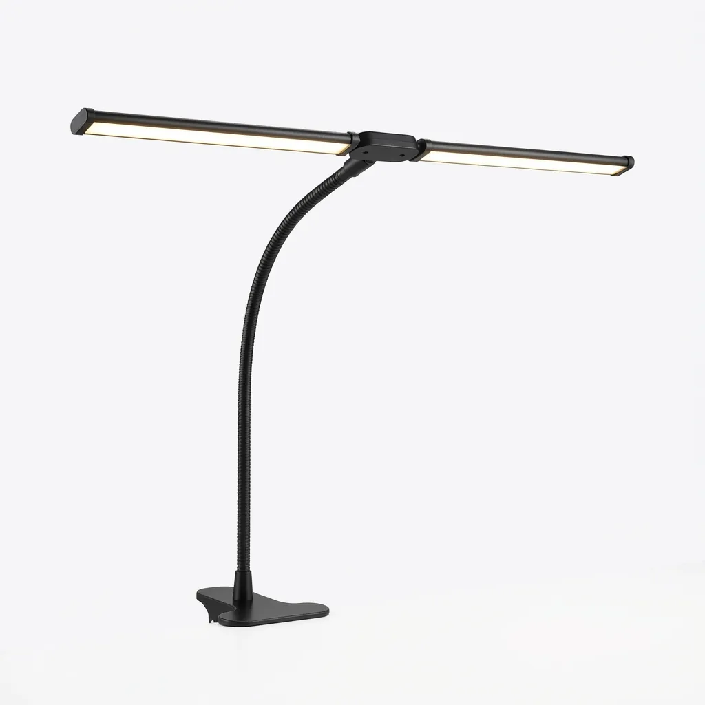 Eye-Care Dual-Head Desk Lamp, Adjustable Clip, USB Powered