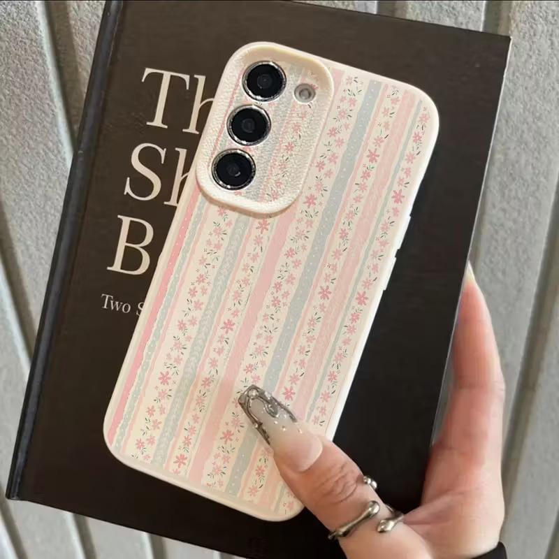 Floral Striped Samsung Galaxy Case – Shockproof Soft TPU Cover for S & A Series (S23/S24/S22/S21 Ultra & More)
